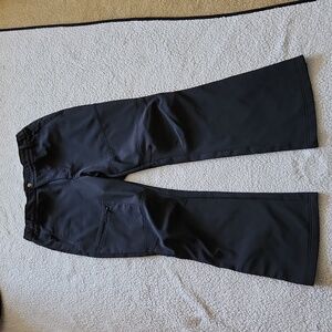 Black Fleece Lined Winter Snow pants Sz 16 snap leg closure zip Velcro front